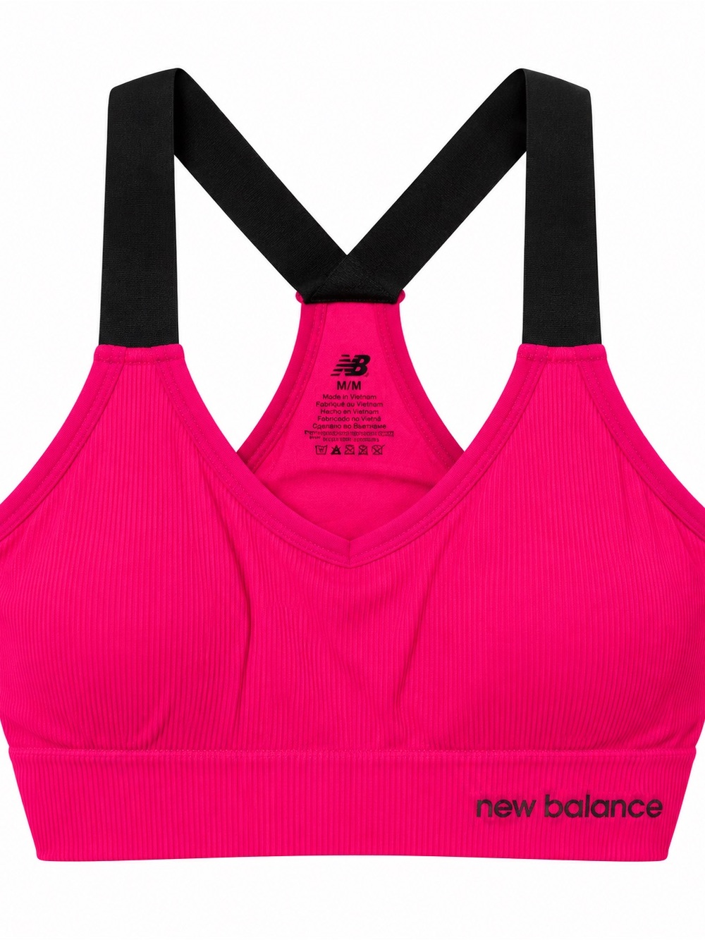 New Balance Hot Pink Sports Bra with Black Straps